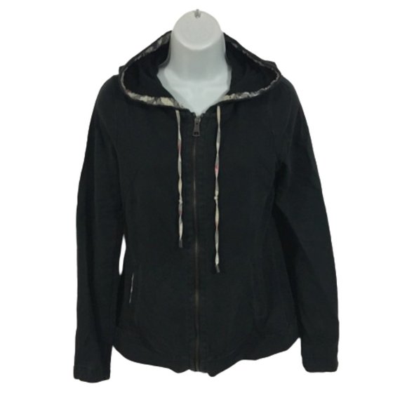 Burberry Brit Black Zip up Nova Check Sweater Hoodie - Picture 1 of 10
